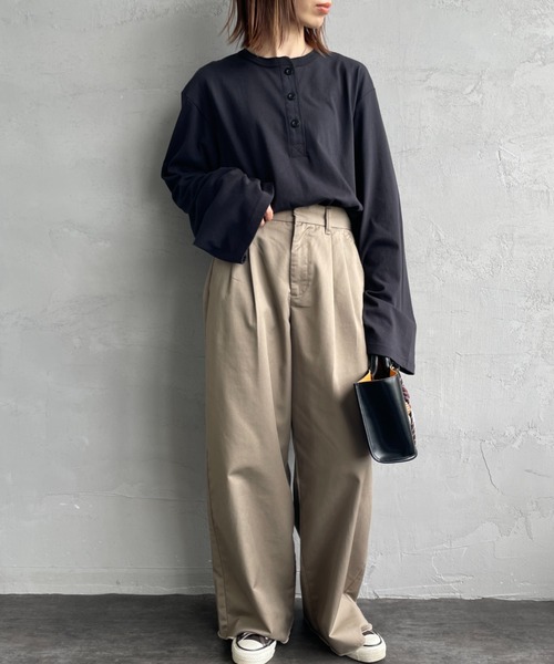 DODOJEAN ヘインズ Hanes クロップTシャツ ロングワイドパンツ Hanes  