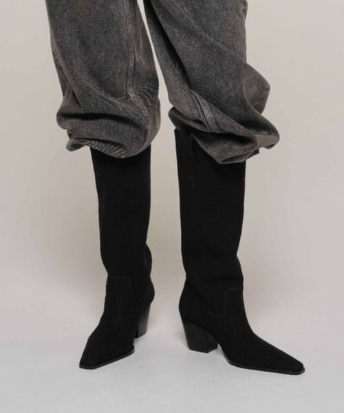 Josemoon ブラックロングブーツ JOSE MOON ブーツ BUCKLED LONG BOOTS/バックルロングブーツ