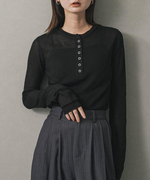 セール】シアーヘンリーネックセーター（ニット/セーター