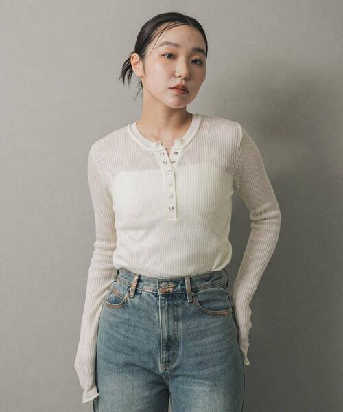 セール】シアーヘンリーネックセーター（ニット/セーター