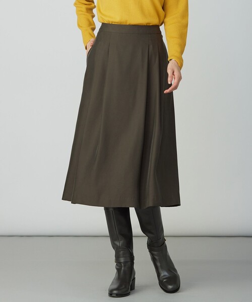 J.PRESS Ladies(J.プレス レディス)の「CUPRAツイル タック スカート(スカート・レディース・ブラウン系/グレー系・S/XS)」の1枚目の写真