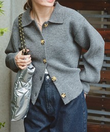 THE CRAFT CREW PRODUCTS(ザクラフトクループロダクツ)の襟付きジャガードニットカーディガン【THE CRAFT CREW PRODUCTS】(カーディガン/ボレロ)