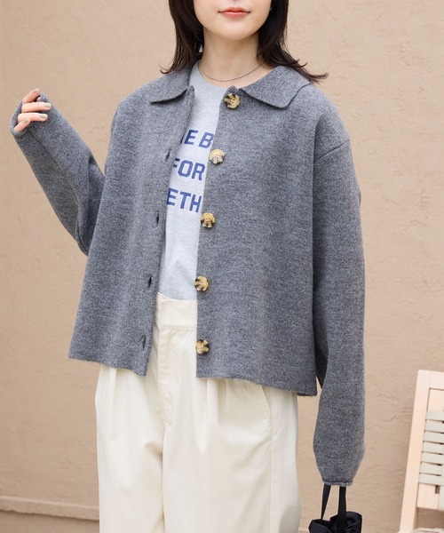 襟付きジャガードニットカーディガン【THE CRAFT CREW PRODUCTS】 THE