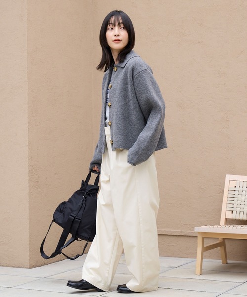 襟付きジャガードニットカーディガン【THE CRAFT CREW PRODUCTS】 THE