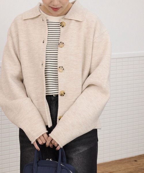 THE CRAFT CREW PRODUCTS(ザクラフトクループロダクツ)の「襟付きジャガードニットカーディガン【THE CRAFT CREW PRODUCTS】(カーディガン/ボレロ・レディース・チャコールグレー/ブラック/アイボリー・FREE)」の22枚目の写真