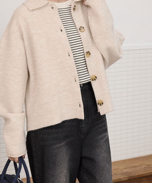 THE CRAFT CREW PRODUCTS(ザクラフトクループロダクツ)の「襟付きジャガードニットカーディガン【THE CRAFT CREW PRODUCTS】(カーディガン/ボレロ・レディース・チャコールグレー/ブラック/アイボリー・FREE)」の21枚目の写真