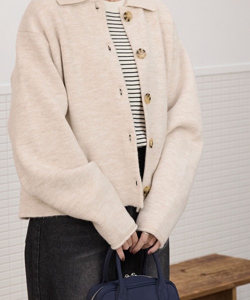 THE CRAFT CREW PRODUCTS(ザクラフトクループロダクツ)の「襟付きジャガードニットカーディガン【THE CRAFT CREW PRODUCTS】(カーディガン/ボレロ・レディース・チャコールグレー/ブラック/アイボリー・FREE)」の20枚目の写真