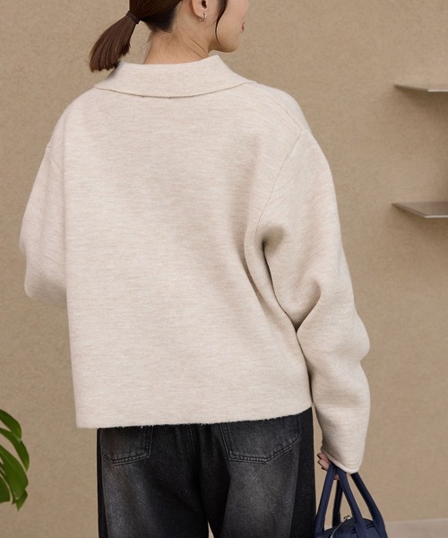 THE CRAFT CREW PRODUCTS(ザクラフトクループロダクツ)の「襟付きジャガードニットカーディガン【THE CRAFT CREW PRODUCTS】(カーディガン/ボレロ・レディース・チャコールグレー/ブラック/アイボリー・FREE)」の17枚目の写真