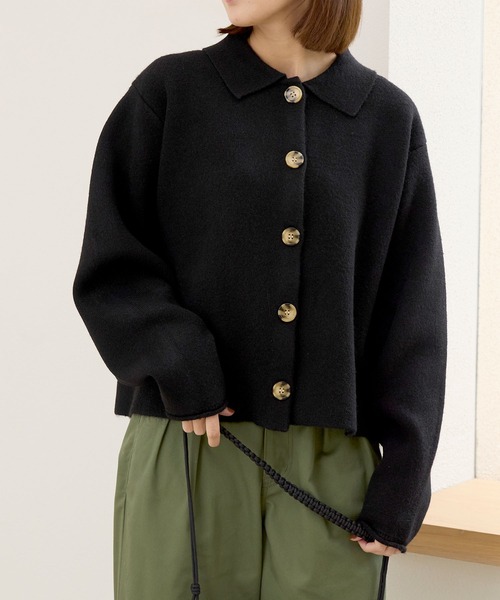 襟付きジャガードニットカーディガン【THE CRAFT CREW PRODUCTS】 THE