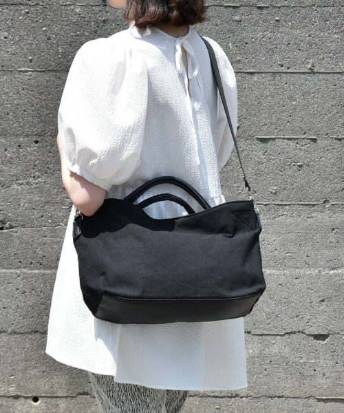 Bleu Bleuet(ブルーブルーエ)の「キャンバス合皮2WAYトートバッグ(トートバッグ・レディース・キナリ/カーキ/ブラック・FREE)」の22枚目の写真