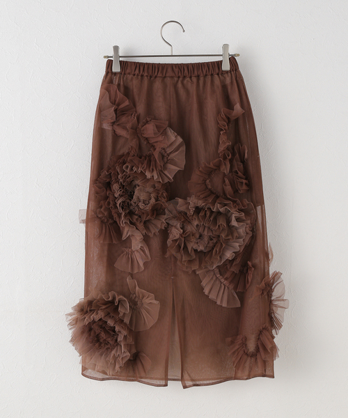 VIVIANO（ヴィヴィアーノ）の「【VIVIANO / ヴィヴィアーノ】 Flower Tulle Skirt（スカート・レディース・ブラウン・FREE）」の2枚目の写真