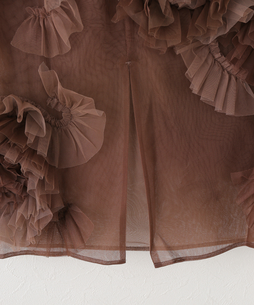 VIVIANO（ヴィヴィアーノ）の「【VIVIANO / ヴィヴィアーノ】 Flower Tulle Skirt（スカート・レディース・ブラウン・FREE）」の3枚目の写真
