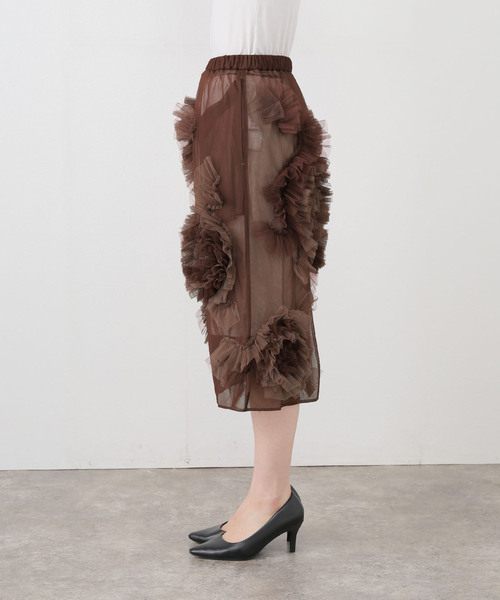 VIVIANO（ヴィヴィアーノ）の「【VIVIANO / ヴィヴィアーノ】 Flower Tulle Skirt（スカート・レディース・ブラウン・FREE）」の10枚目の写真
