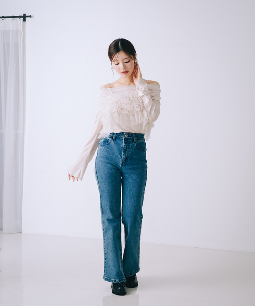 SELFIST(セルフィスト)の「【2点セット】フリルオフショルカットソー×フリルビスチェ(Tシャツ/カットソー・レディース・グレー/ブラック/アイボリー・フリー)」の18枚目の写真