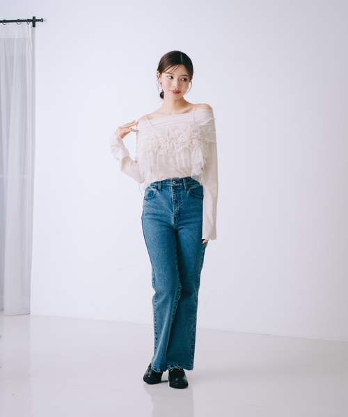 SELFIST(セルフィスト)の「【2点セット】フリルオフショルカットソー×フリルビスチェ(Tシャツ/カットソー・レディース・グレー/ブラック/アイボリー・フリー)」の19枚目の写真
