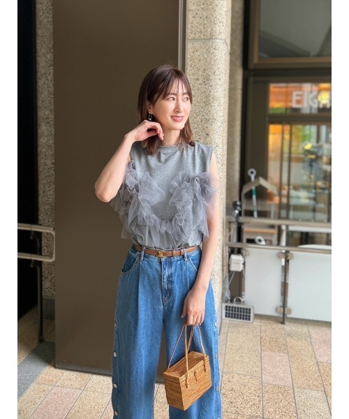Day and Grade(デイアンドグレイド)の「【前田ゆかセレクト】チュールドッキングプルオーバー(Tシャツ/カットソー・レディース・グレー/ブラック・FREE)」の8枚目の写真