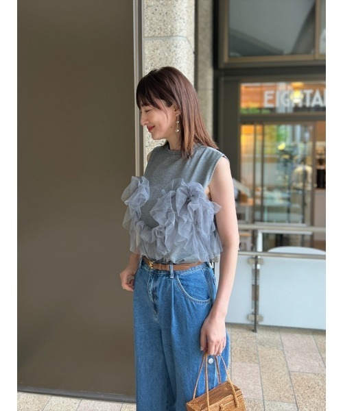 Day and Grade(デイアンドグレイド)の「【前田ゆかセレクト】チュールドッキングプルオーバー(Tシャツ/カットソー・レディース・グレー/ブラック・FREE)」の9枚目の写真