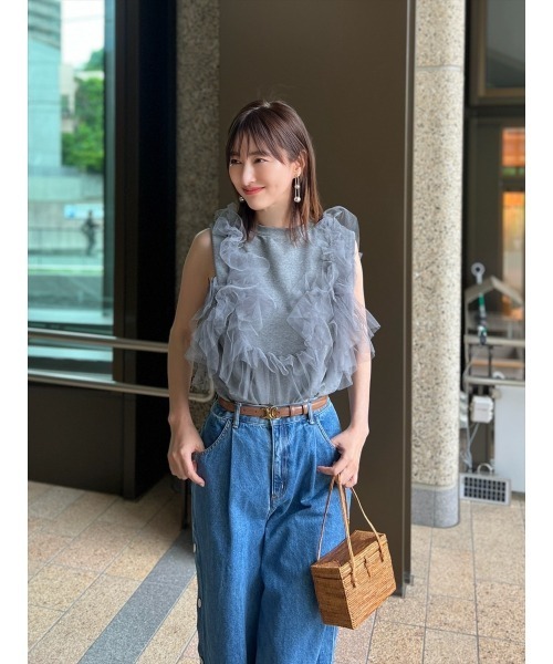 Day and Grade(デイアンドグレイド)の「【前田ゆかセレクト】チュールドッキングプルオーバー(Tシャツ/カットソー・レディース・グレー/ブラック・FREE)」の11枚目の写真