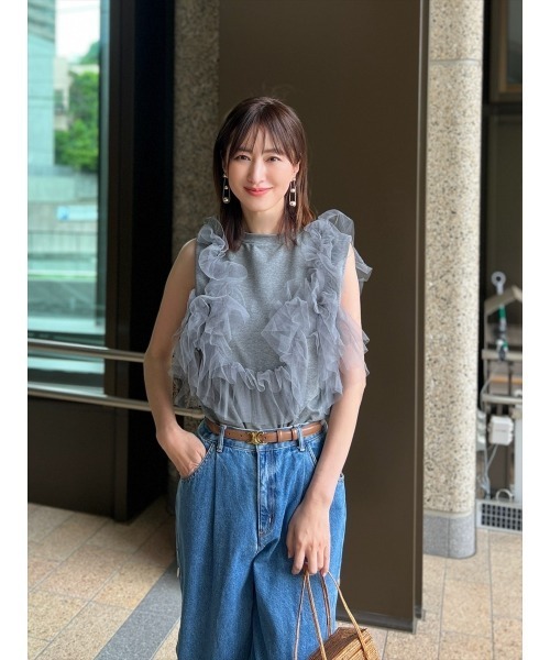 Day and Grade(デイアンドグレイド)の「【前田ゆかセレクト】チュールドッキングプルオーバー(Tシャツ/カットソー・レディース・グレー/ブラック・FREE)」の12枚目の写真