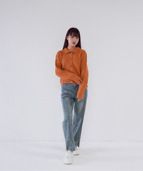 Uenui(ウニュイ)の「【 cunii 】 gold button knit shirt(ニット/セーター・レディース・ブラウン/ホワイト/ネイビー・FREE)」の12枚目の写真