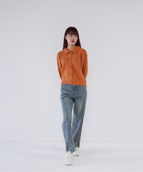 Uenui(ウニュイ)の「【 cunii 】 gold button knit shirt(ニット/セーター・レディース・ブラウン/ホワイト/ネイビー・FREE)」の13枚目の写真