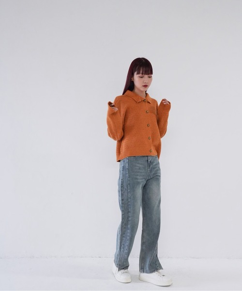 Uenui(ウニュイ)の「【 cunii 】 gold button knit shirt(ニット/セーター・レディース・ブラウン/ホワイト/ネイビー・FREE)」の21枚目の写真