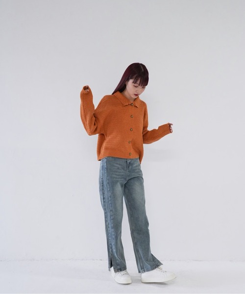 Uenui(ウニュイ)の「【 cunii 】 gold button knit shirt(ニット/セーター・レディース・ブラウン/ホワイト/ネイビー・FREE)」の22枚目の写真
