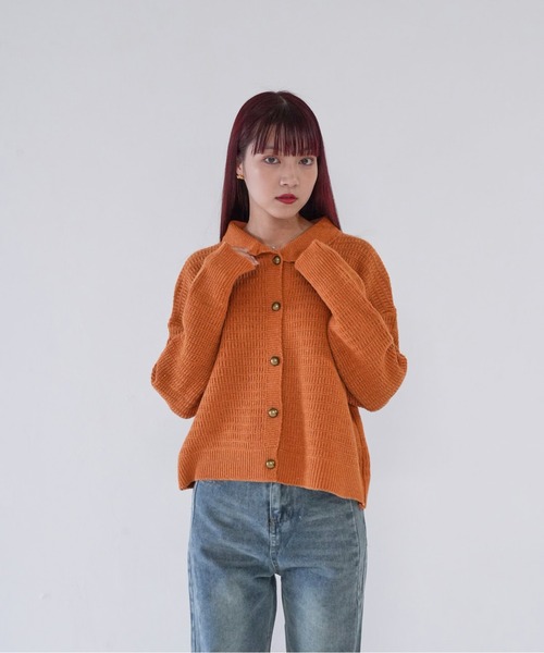 Uenui(ウニュイ)の「【 cunii 】 gold button knit shirt(ニット/セーター・レディース・ブラウン/ホワイト/ネイビー・FREE)」の9枚目の写真