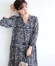 le.coeur blanc | 《手洗い可能》Fanaka別注フラワー×ストライプワンピース(ワンピース)