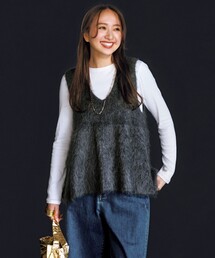 UNFILO（アンフィーロ）の「【抗菌防臭/洗える】コットンカシミヤ クルーネックカットソー（Tシャツ/カットソー・レディース）」