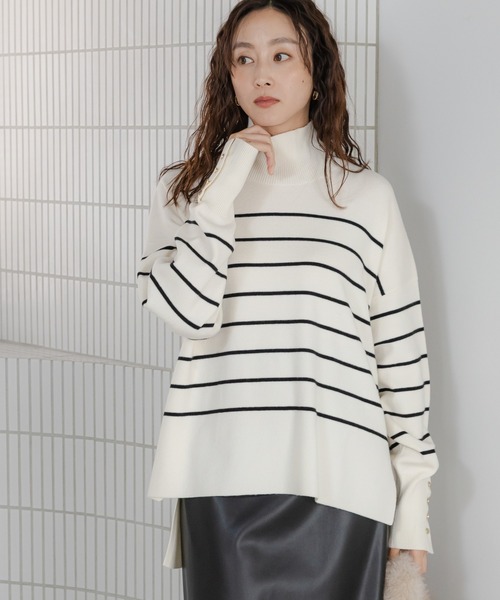 Elura（エルーラ）の「もっちりモイストハイネックプルオーバー/582760（ニット/セーター・レディース・ホワイト系その他/ブラウン/ホワイト/ブラック/ブルー/オレンジ・LARGE/MEDIUM）」の3枚目の写真