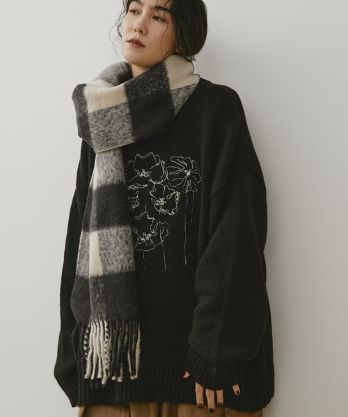 Libra Cue（リブラ キュー）の「ブロックチェックストール（ストール/ショール・レディース・ブラック・FREE）」の7枚目の写真