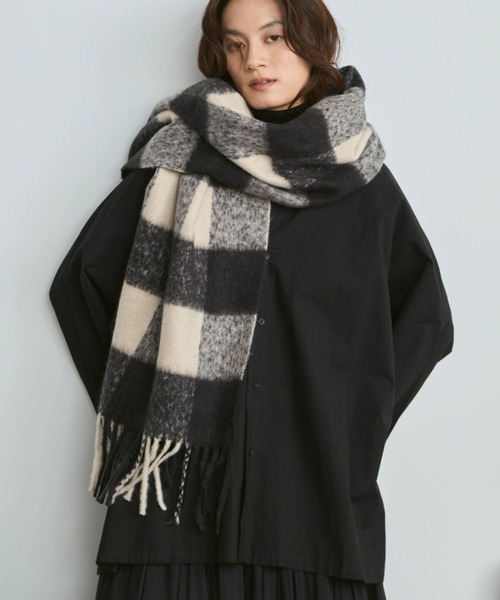 Libra Cue（リブラ キュー）の「ブロックチェックストール（ストール/ショール・レディース・ブラック・FREE）」の12枚目の写真