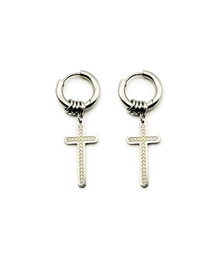 KISHOKACHI 希少価値 クロスモチーフドロップデザインクリッカーステンレスピアス