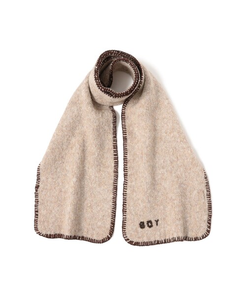 BEAMS BOY（ビームスボーイ）の「ボーイ 手刺繍 マフラー（マフラー・レディース・ベージュ/ネイビー・ONE SIZE）」の3枚目の写真