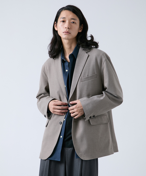 B.C STOCK(ベーセーストック)の「ウール混 オーバージャケット(テーラードジャケット・メンズ・ベージュ/チャコールグレー・MEDIUM/LARGE)」の8枚目の写真