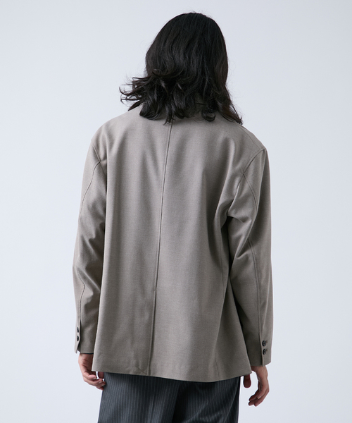 B.C STOCK(ベーセーストック)の「ウール混 オーバージャケット(テーラードジャケット・メンズ・ベージュ/チャコールグレー・MEDIUM/LARGE)」の10枚目の写真