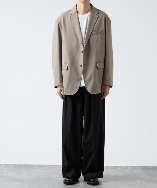 B.C STOCK(ベーセーストック)の「ウール混 オーバージャケット(テーラードジャケット・メンズ・ベージュ/チャコールグレー・MEDIUM/LARGE)」の11枚目の写真