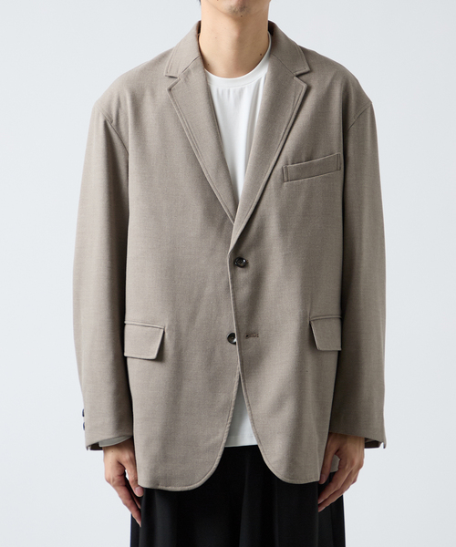 B.C STOCK(ベーセーストック)の「ウール混 オーバージャケット(テーラードジャケット・メンズ・ベージュ/チャコールグレー・MEDIUM/LARGE)」の12枚目の写真