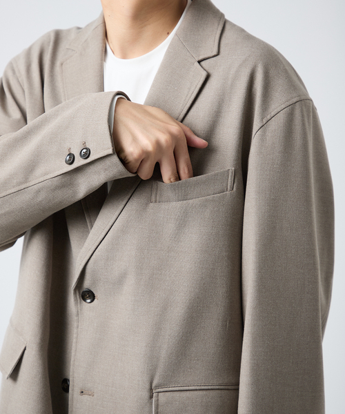 B.C STOCK(ベーセーストック)の「ウール混 オーバージャケット(テーラードジャケット・メンズ・ベージュ/チャコールグレー・MEDIUM/LARGE)」の17枚目の写真