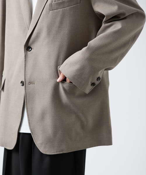 B.C STOCK(ベーセーストック)の「ウール混 オーバージャケット(テーラードジャケット・メンズ・ベージュ/チャコールグレー・MEDIUM/LARGE)」の18枚目の写真
