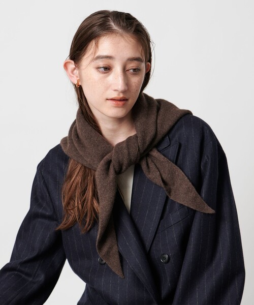 ASAUCE MELER（アソースメレ）の「【別注】＜ASAUCE MELER＞カシミヤ スカーフ（ストール/ショール・レディース・ライトピンク/ダークブラウン・FREE）」の3枚目の写真