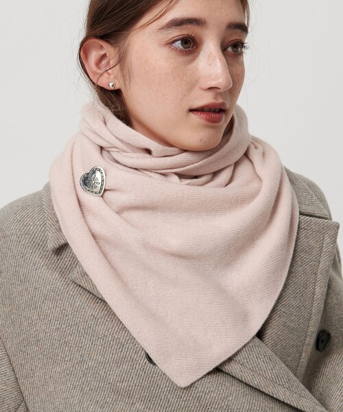 ASAUCE MELER（アソースメレ）の「【別注】＜ASAUCE MELER＞カシミヤ スカーフ（ストール/ショール・レディース・ライトピンク/ダークブラウン・FREE）」の6枚目の写真