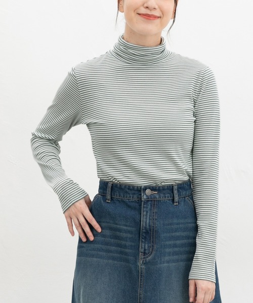 Honeys(ハニーズ)の「フライスボーダータートル(Tシャツ/カットソー・レディース・レッド系その他/グリーン系その他/ネイビー×ホワイト/ホワイト×ブラック/グレー系その他・L/LL/M/S)」の8枚目の写真