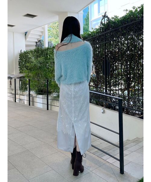 MERCURYDUO（マーキュリーデュオ）の「レースレイヤードナロースカート（スカート・レディース・イエロー/ライトグレー/チャコールグレー・SMALL/MEDIUM）」の11枚目の写真