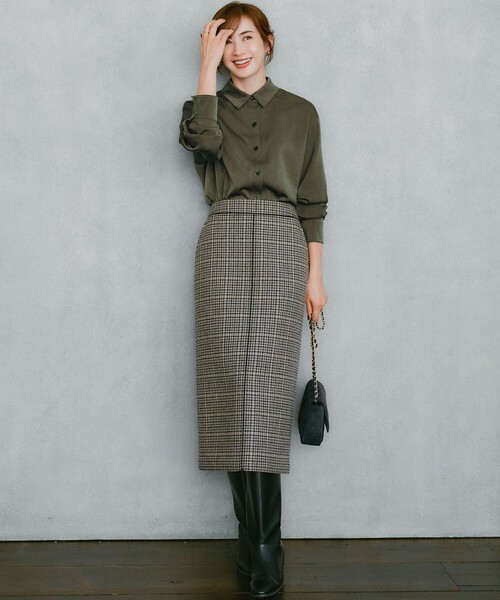 【見上愛さん着用/0ggi10月号掲載/洗える】スエーディーサテンシャツ　32 セール】【見上愛さん着用/Oggi10月号掲載/洗える】スエーディーサテン