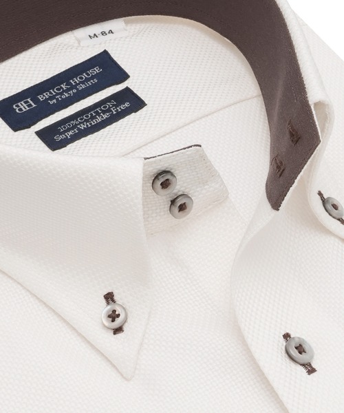 TOKYO SHIRTS（トウキョウシャツ）の「形態安定ノンアイロン ドゥエボットーニ 長袖ビジネスワイシャツ（ビジネスシャツ・メンズ・イエロー・首回り37cm-裄丈80cm/首回り39cm-裄丈80cm/首回り39cm-裄丈84cm/首回り41cm-裄丈82cm/首回り41cm-裄丈86cm/首回り42cm-裄丈82cm/首回り42cm-裄丈86cm/首回り43cm-裄丈82cm/首回り43cm-裄丈86cm）」の5枚目の写真