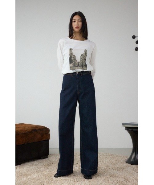 AZUL by moussy(アズールバイマウジー)の「AZUL DENIM VENUSワイドデニム(デニムパンツ・レディース・ワンウォッシュ/ブラック・SMALL/MEDIUM)」の14枚目の写真