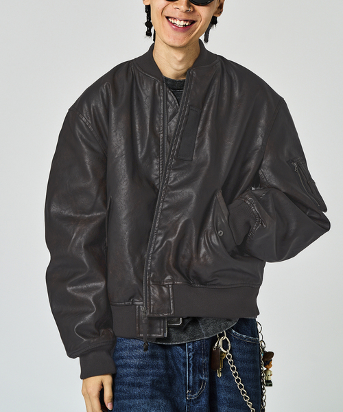 JOINT WORKS(ジョイントワークス)の「フェードレザー L-2B / Faded Faux Leather L-2B(ブルゾン・メンズ・ブラック/ブラウン・MEDIUM/LARGE)」の9枚目の写真