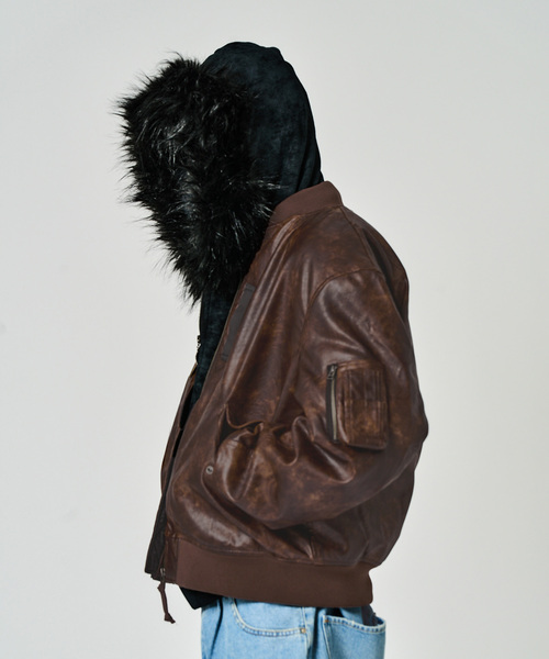 JOINT WORKS(ジョイントワークス)の「フェードレザー L-2B / Faded Faux Leather L-2B(ブルゾン・メンズ・ブラック/ブラウン・MEDIUM/LARGE)」の18枚目の写真